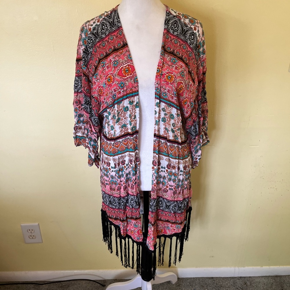 M Fasis Women’s  Multicolor Kimono Jacket Size Large